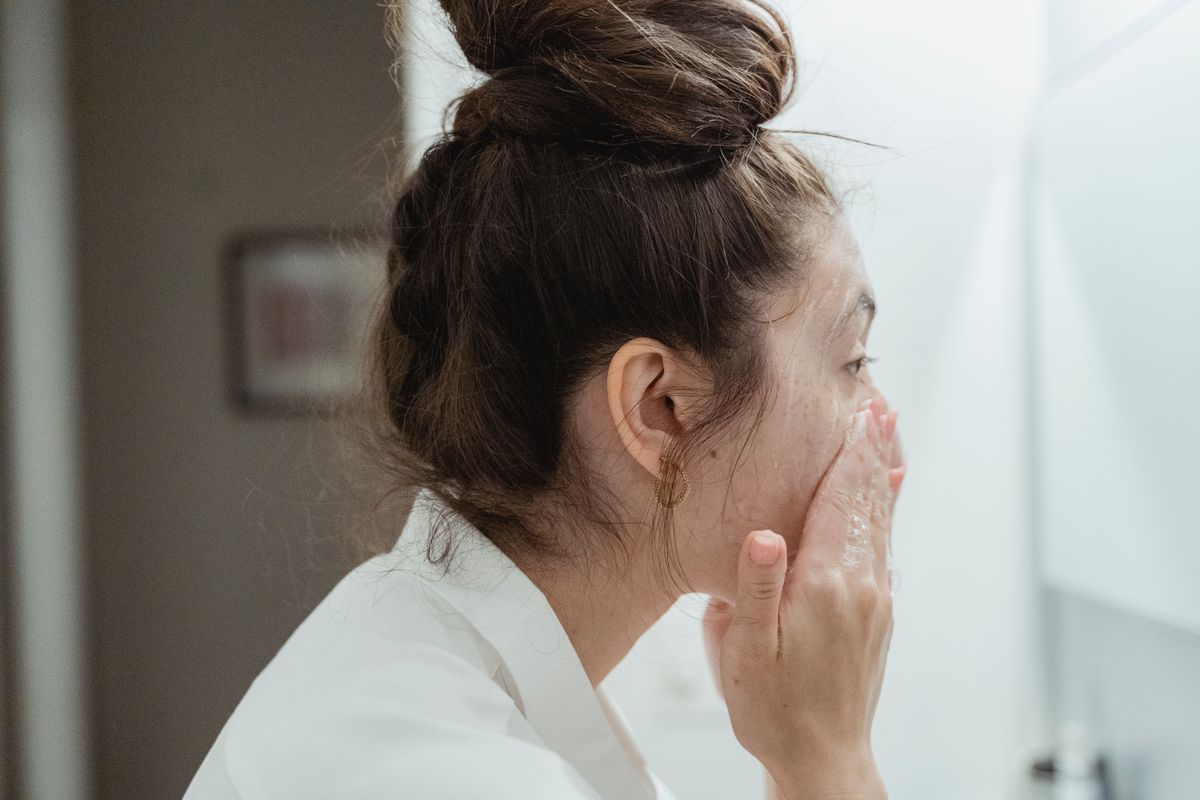 Cleanse step of a skincare routine